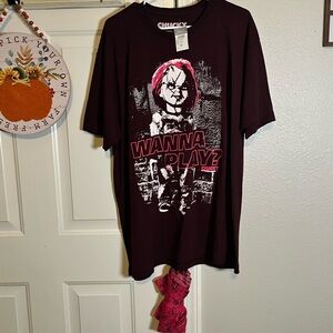 Rue21 Dark Brown Graphic Tee with Pink and White Design NWT